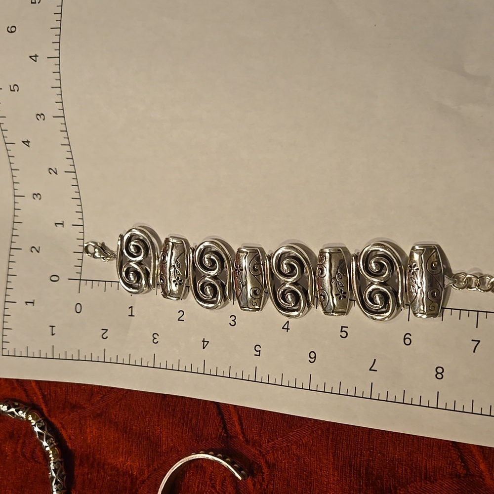 BRIGHTON PABLO'S PASSION WIDE CUFF SILVER PLATED LINK BRACELET